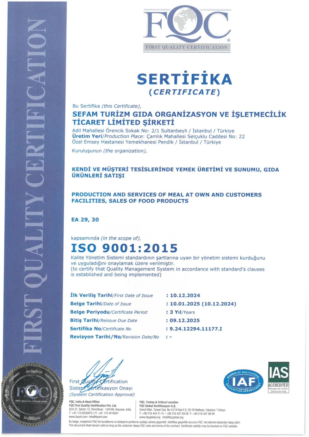ISO 9001 — Kalite Yönetim Sistemi